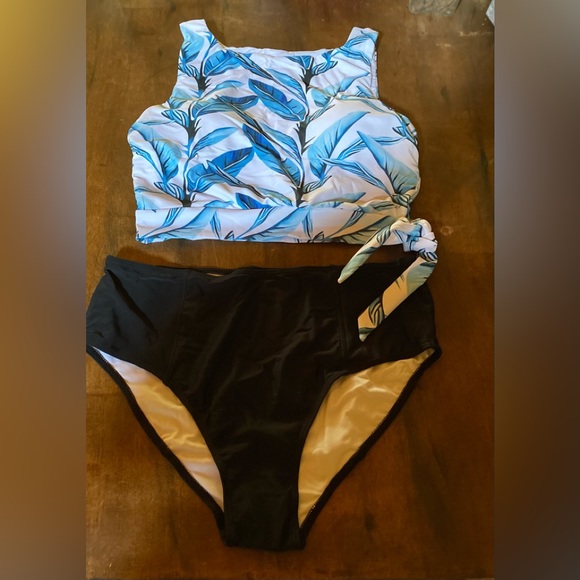 🏖️Saodimallsu Vintage 2 Piece Swimsuit High Neck High Waisted🏖️ NIP - Picture 1 of 13